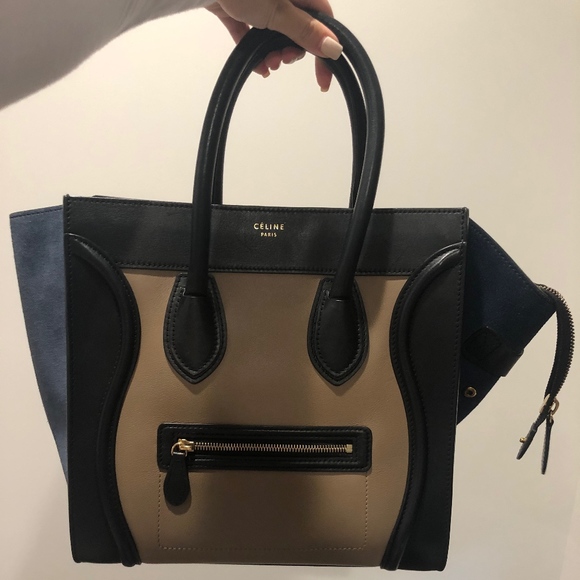 Celine Handbags - Celine Calfskin Suede Tri-Color Luggage